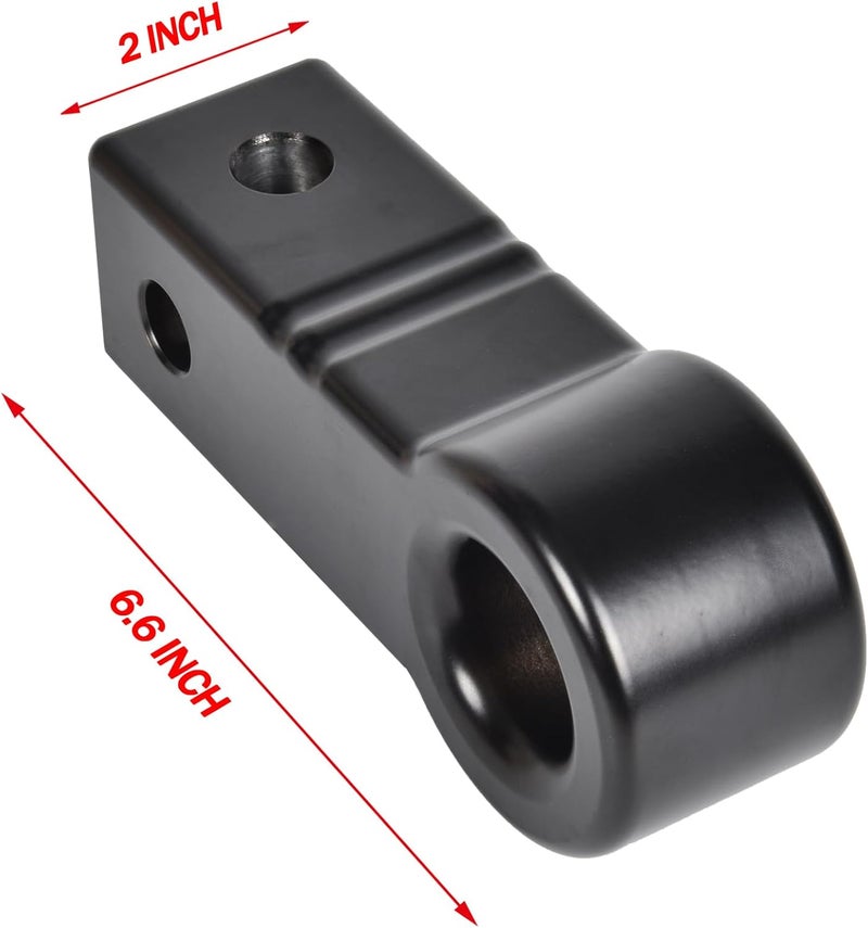 KING-PRO Shackle Aluminum Hitch Receiver 2 Inch, 22000Lbs Break Strength for Soft Shackle, Towing Mount Accessories for Trucks, SUV, Vehicle Recovery Tow Strap (Black) - Image 3